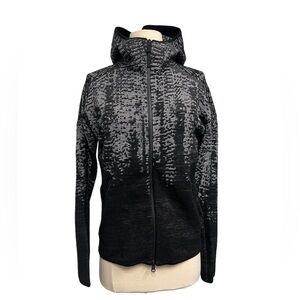 Adidas Black And White Wool Blend Hoodie Jacket XS